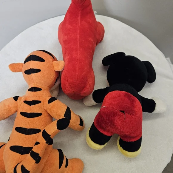 Disney Plush Trio - Black Mickey, Orange Tigger, Red Dinosaur - Picture 12 of 12